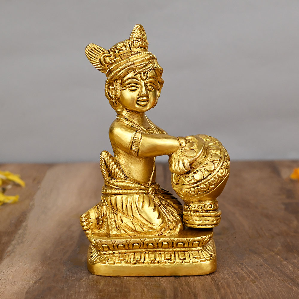 Makhanchor Bal Gopal (Baby Krishna) Brass Idol