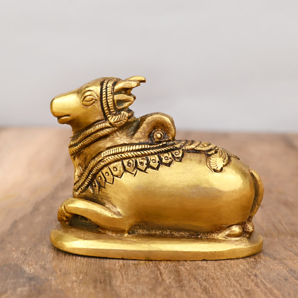 Decorated Nandi Shiva Vahan Brass Idol