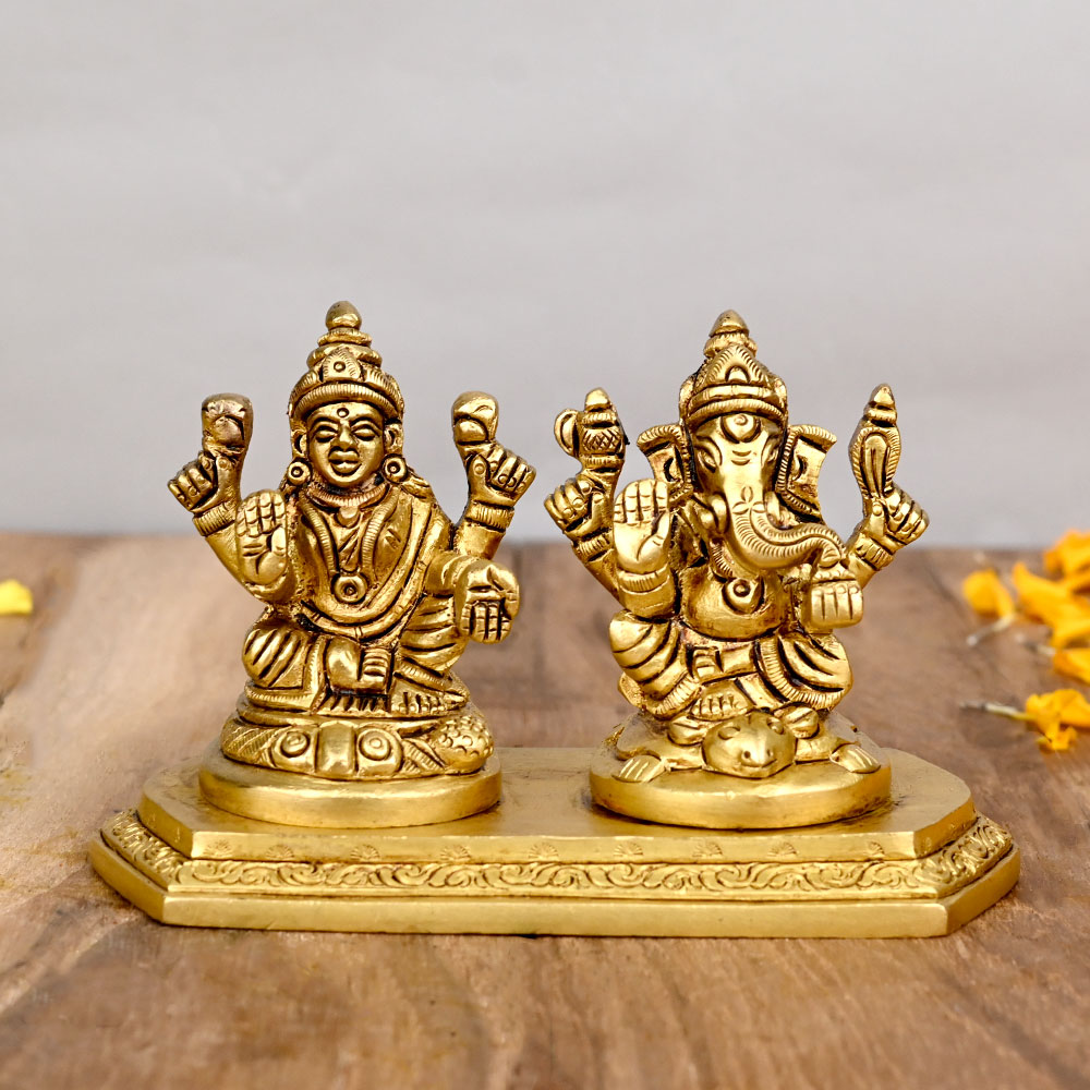 Laxmi Ganesh Brass Idol