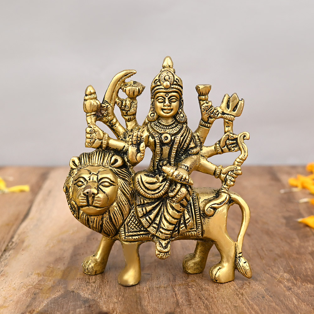 Sherawali Durga Mata Brass Statue