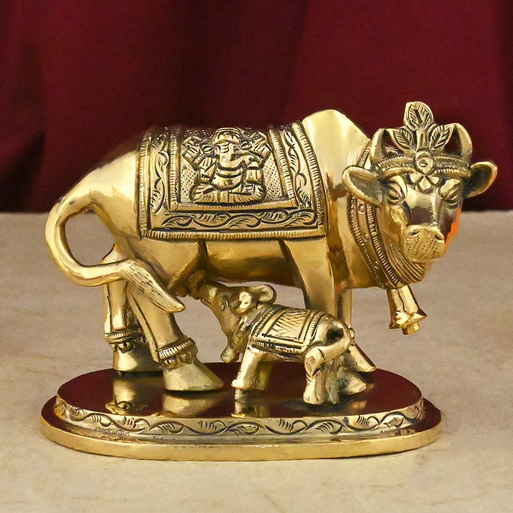 Gaumata With Calf Brass Statue