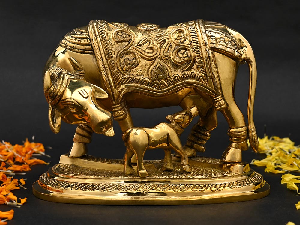 Gau Mata Brass Idol