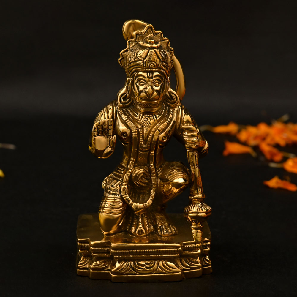 Blessing Hanuman Brass Idol