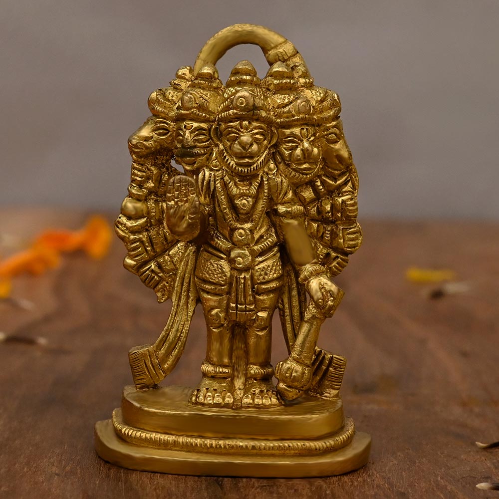 Brass Panchmukhi Hanuman Idol