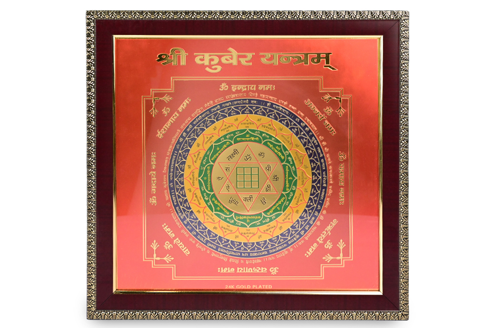 Shree Kuber Yantra on Golden sheet with Frame