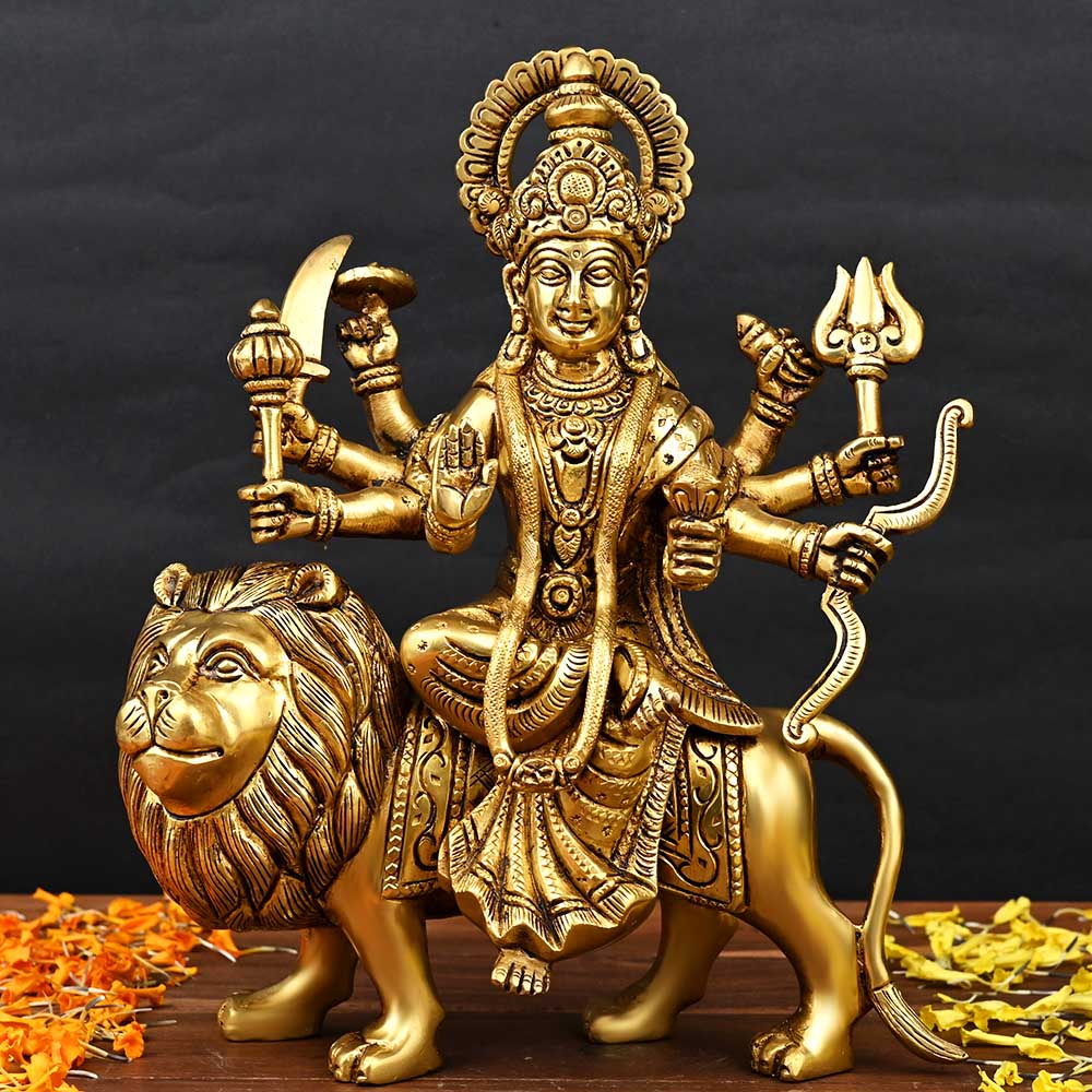 Goddess Durga Brass Idol