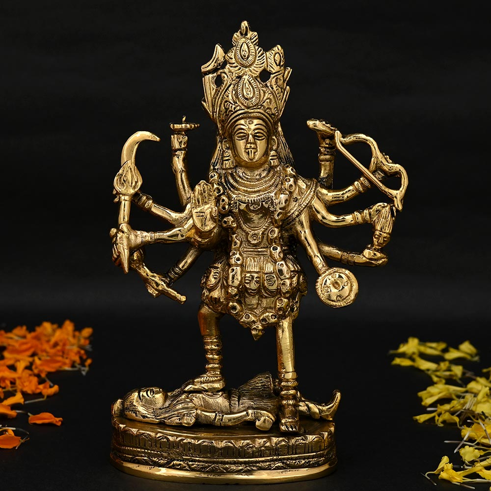 Mukut Kaali Mata Brass Murti