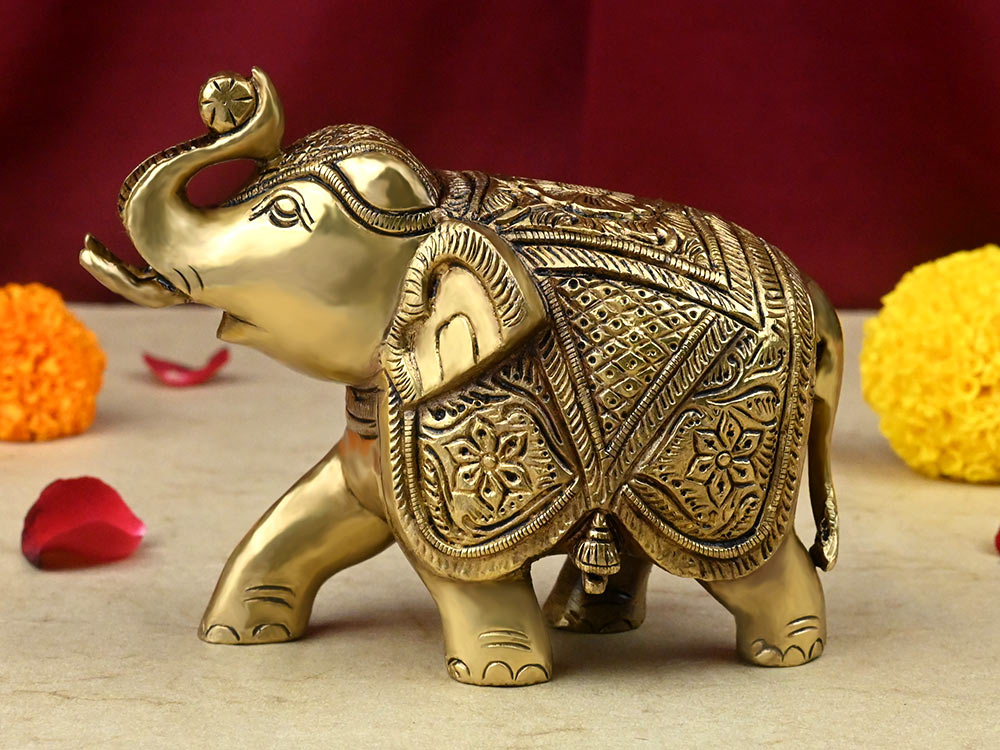 Designer Elephant Brass Idol
