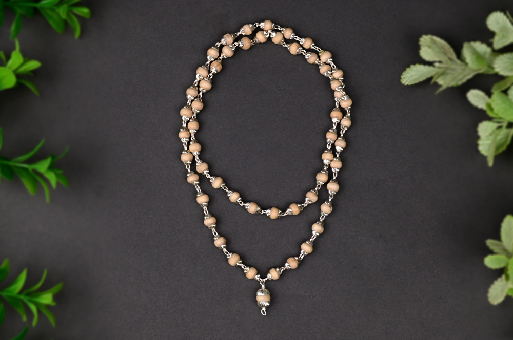 Tulsi Mala in Silver Designer Caps