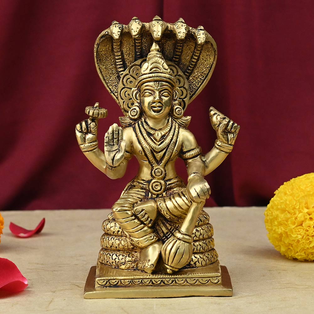 Brass Narayan Idol on Sheshnaag