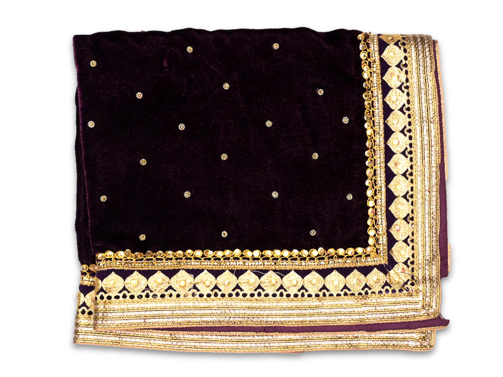 Velvet Puja Altar Cloth Asan with Golden Border
