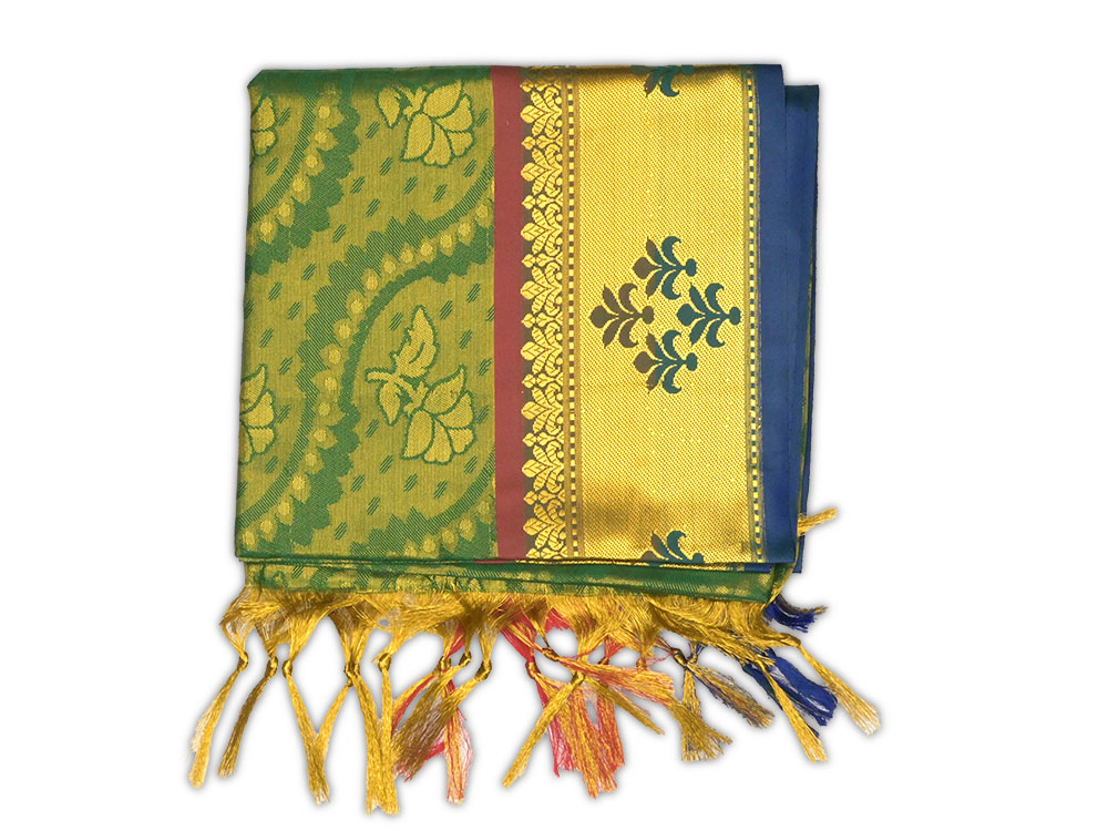 Flower Design Silk Puja Shawl