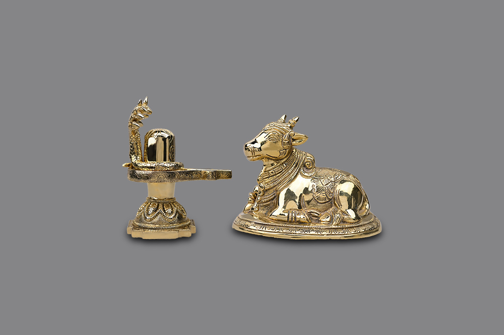 Shivaling with Nandi in Brass V