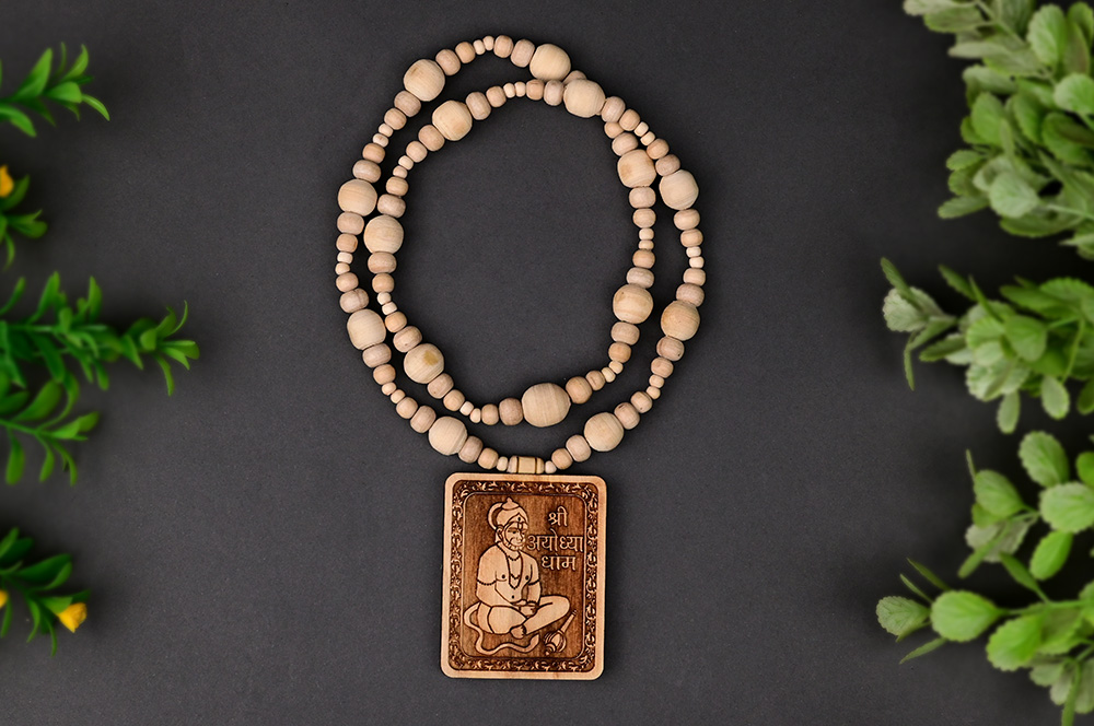 Ayodhya Dham Hanuman Pendant With Designer Tulsi Mala