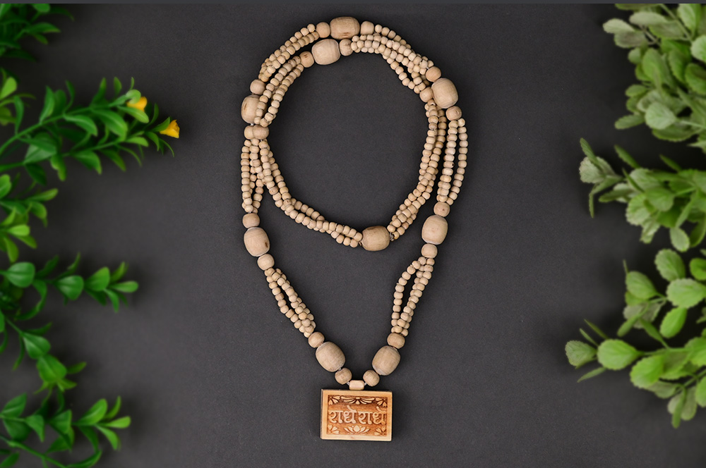 Radhe Radhe Pendant With Designer Tulsi Mala