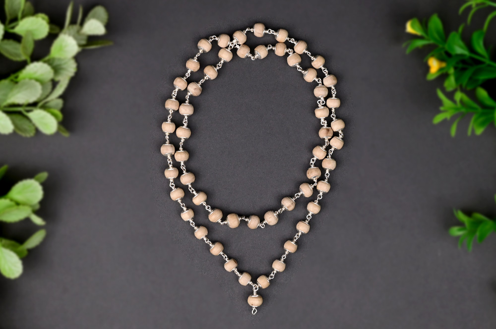 Tulsi Plain Silver Caps Mala