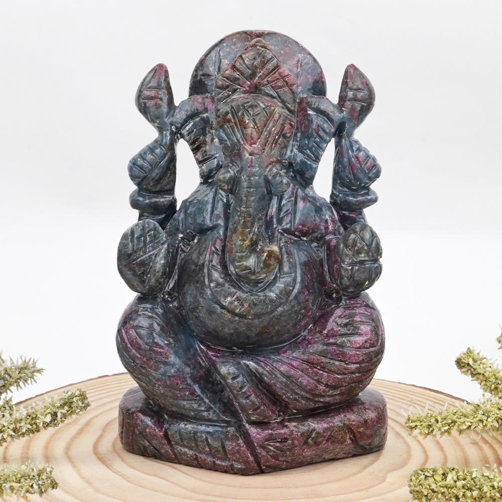Ruby Zoisite Ganesh Idol - 726.13 gms