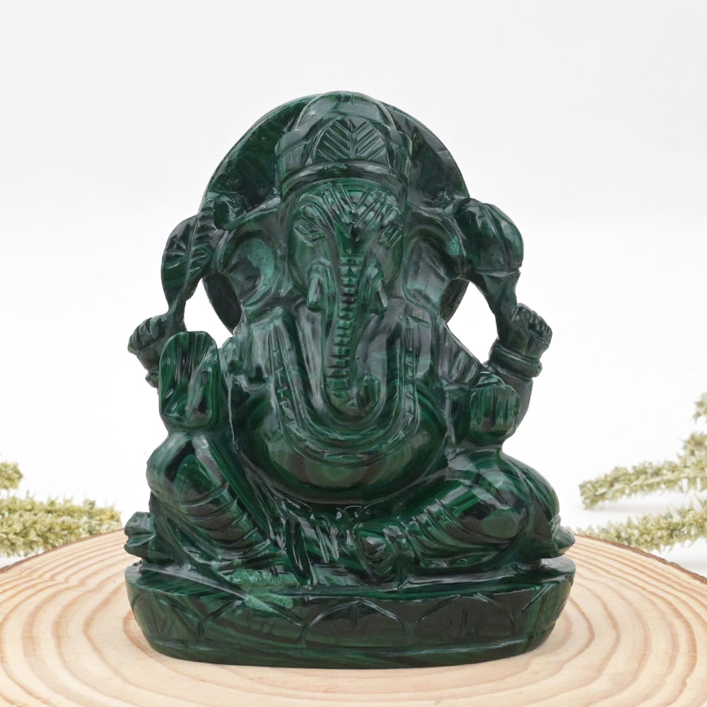 Malachite Ganesh Idol