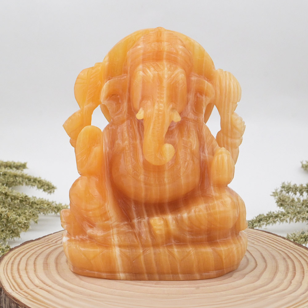 Yellow Calcite Ganesh Idol