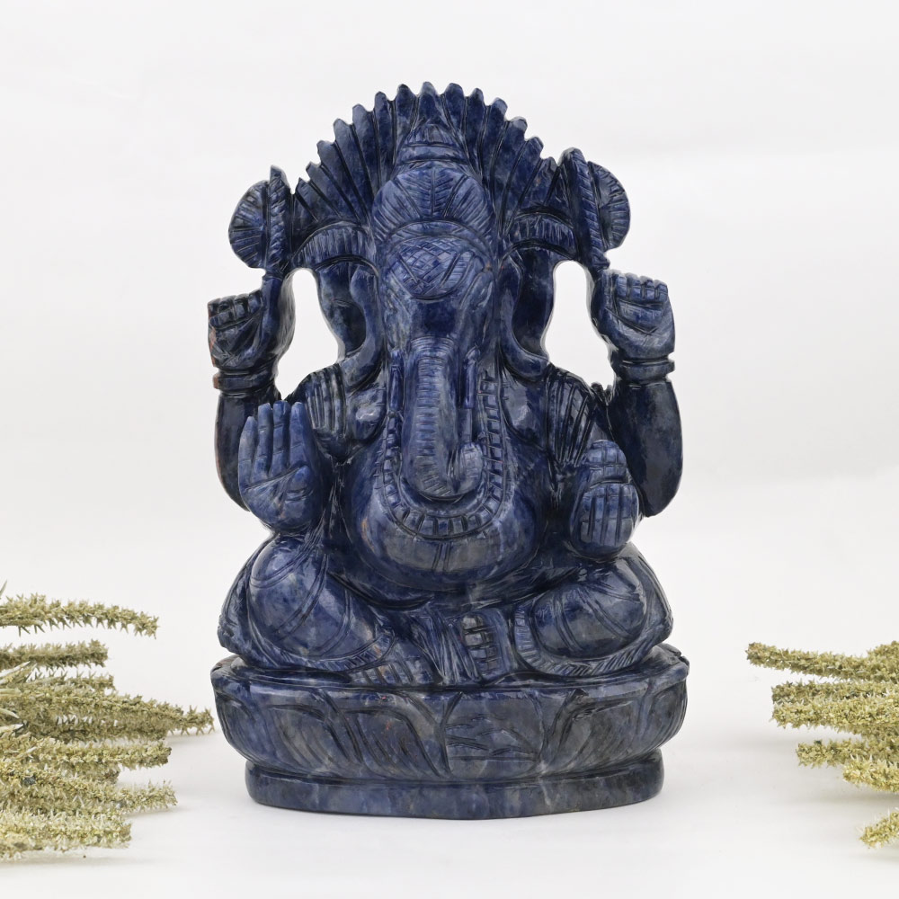 Blue Sodalite 2 Side Ganesha Idol - 4.165 Kgs