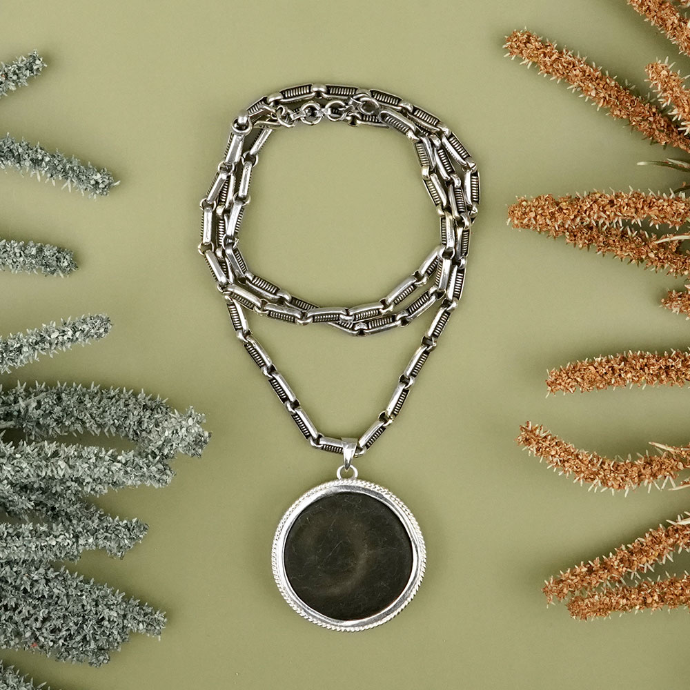 Swarna Akarshan Shaligram Shila 925 Silver Pendant