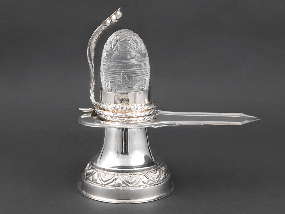 Sphatik Shree Yantra Shivling in 925 Silver Jalhari Yoni Base - 386 gms