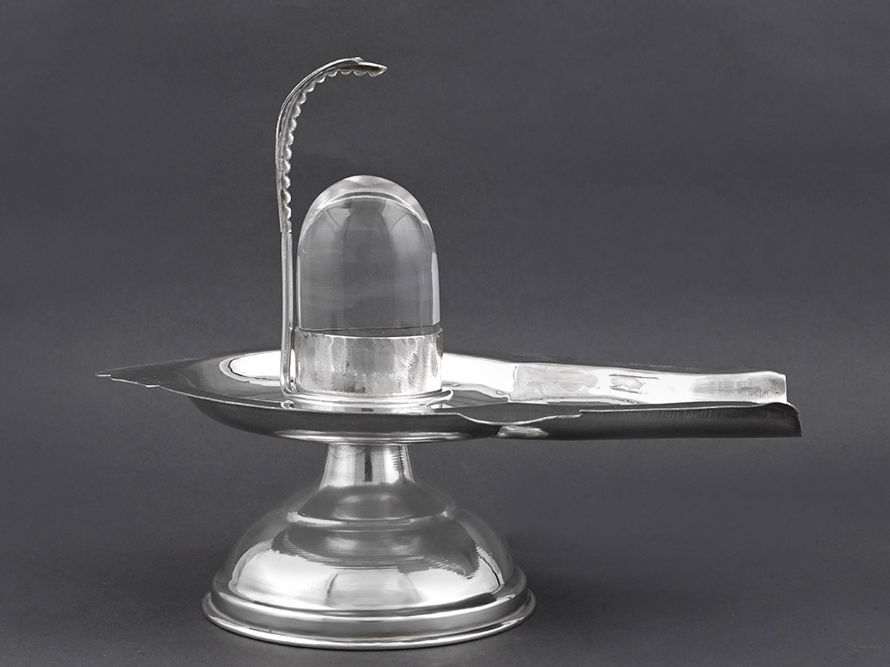 Sphatik Lingam in 925 Silver Jaldhari - 465 gms