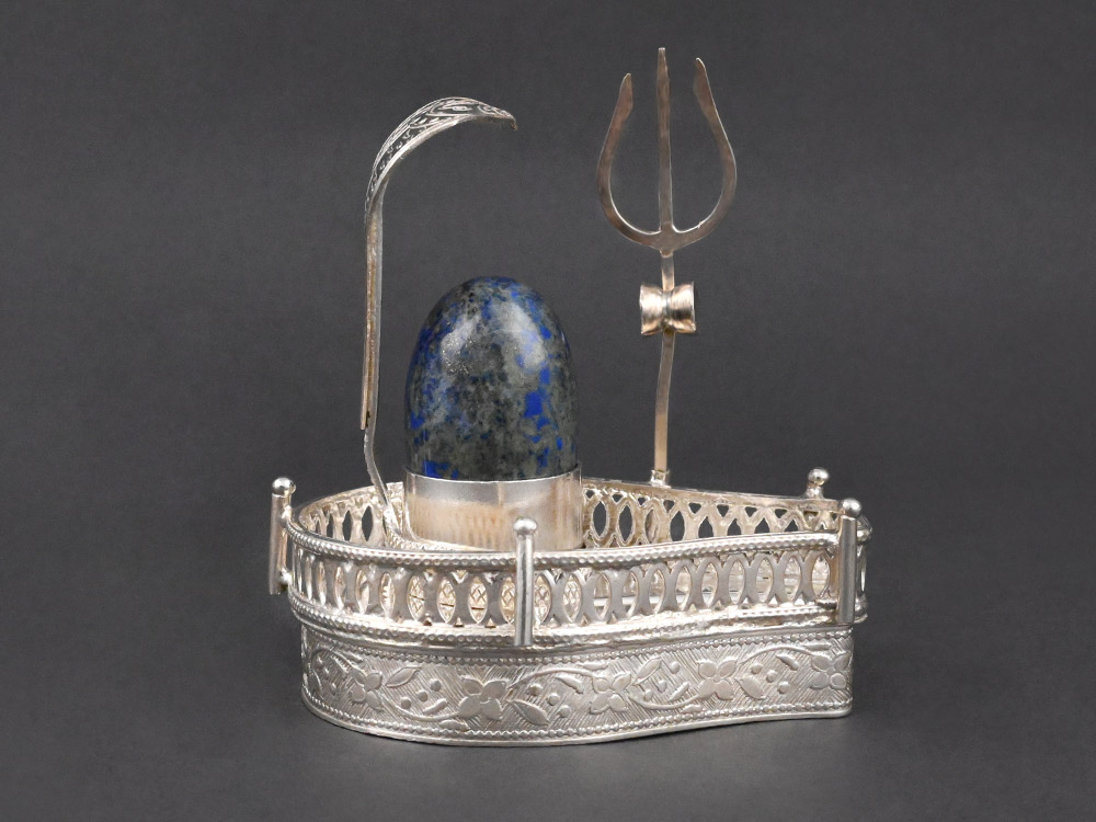 925 Silver Jalhari Mahakaleshwar Design with Lapiz Lazuli Lingam