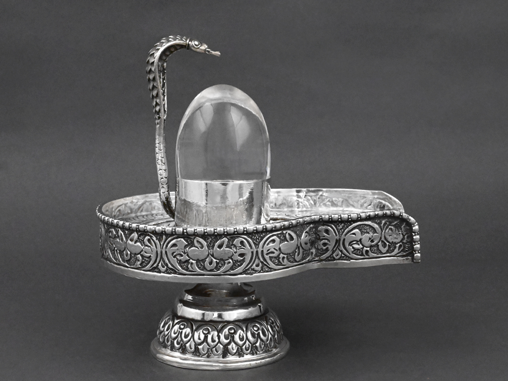 Magnificient 925 Silver Jalhari & Sheshnaag with Sphatik Lingam