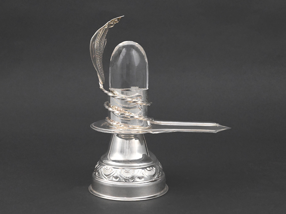 Tripund Design 925 Silver Jalhari with Sphatik Lingam