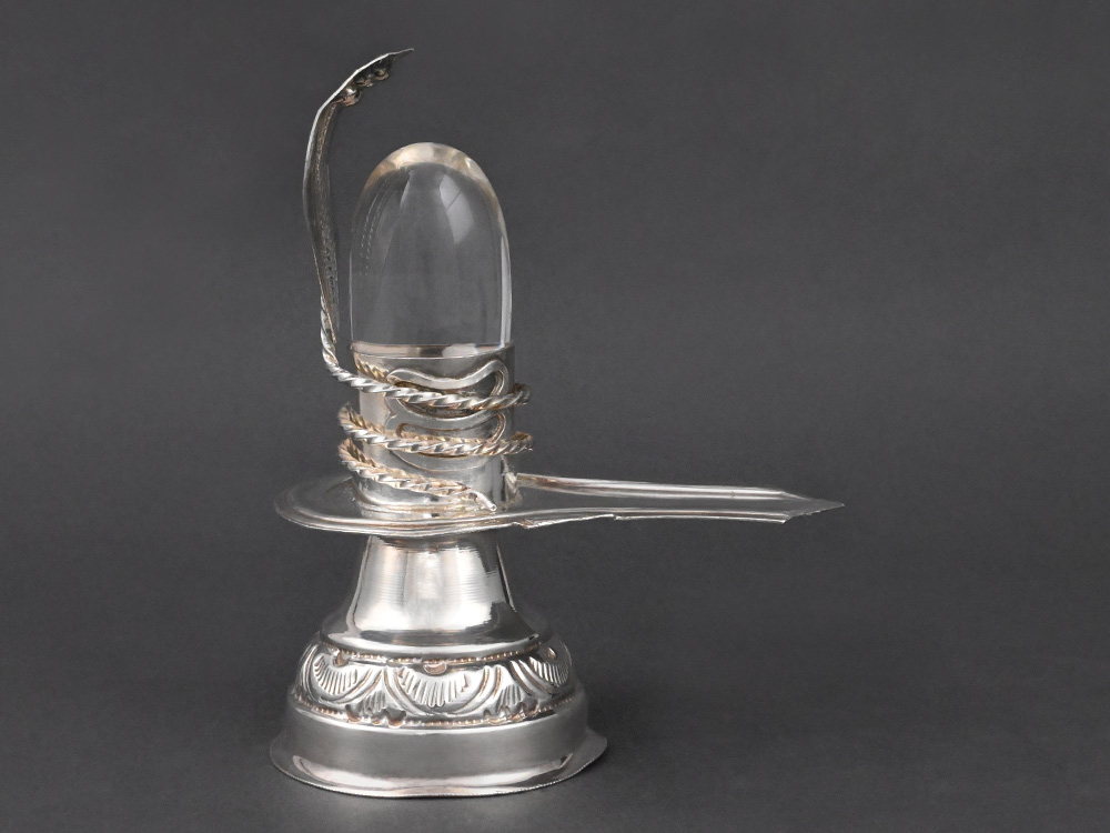 925 Silver Tripund Design Jalhari with Sphatik Lingam