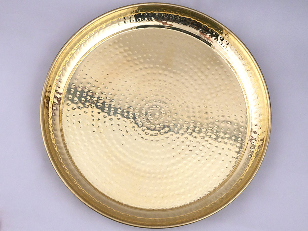 Brass Dotted Pooja Thali Plate
