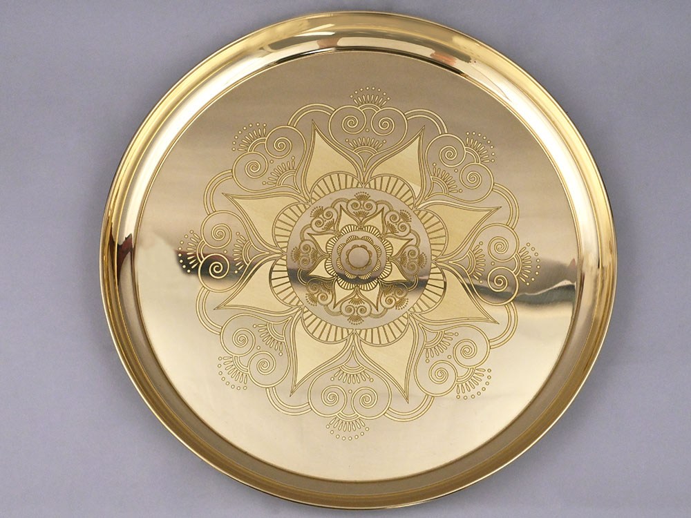 Brass Flower Mandala Pooja Thali