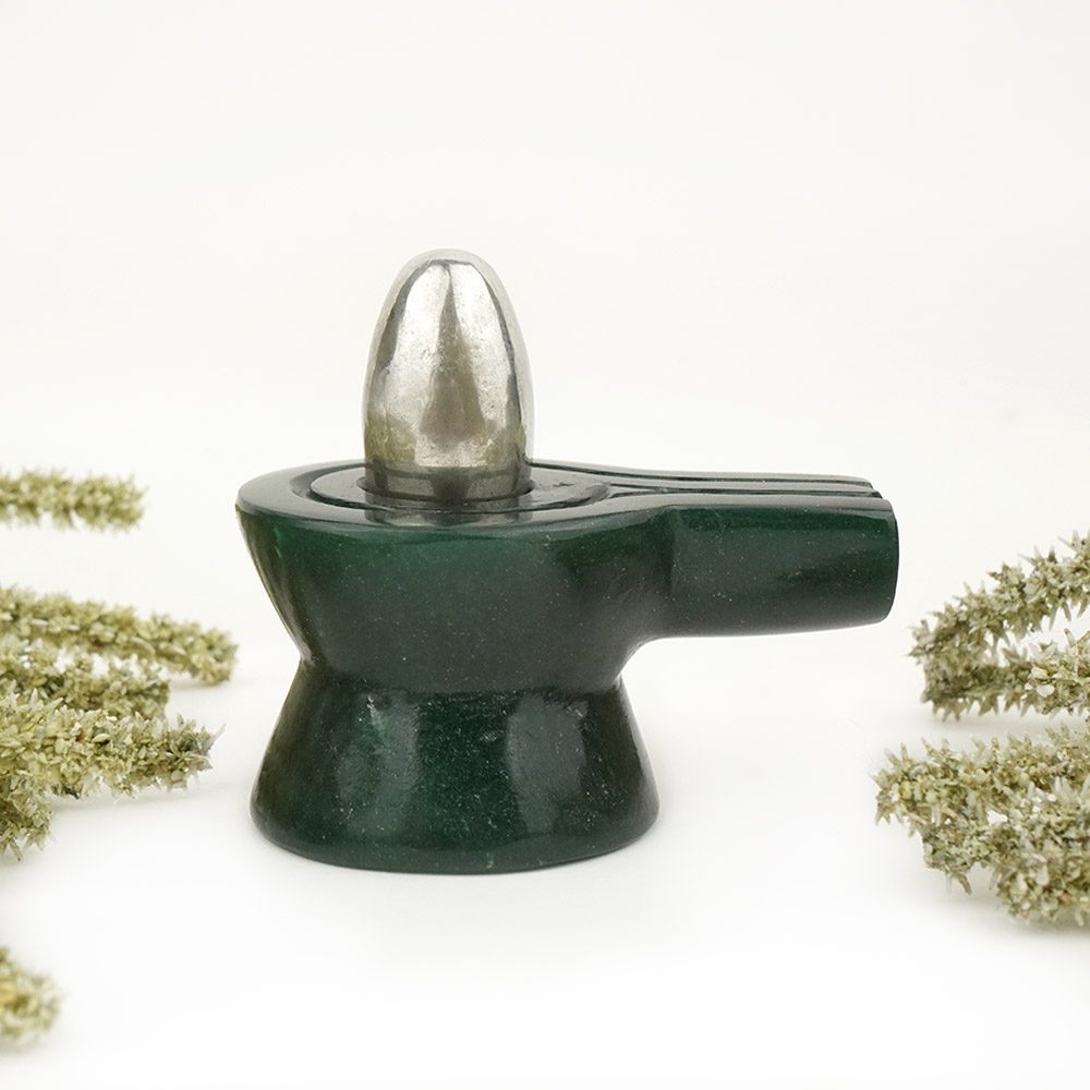 Parad Lingam in Green Jade Yoni Base - 301 gms