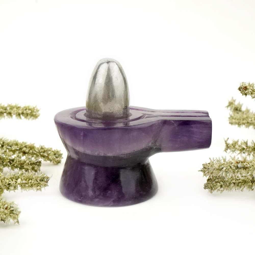 Parad Lingam in Amethyst Yoni Base Jalhari - 296 gms