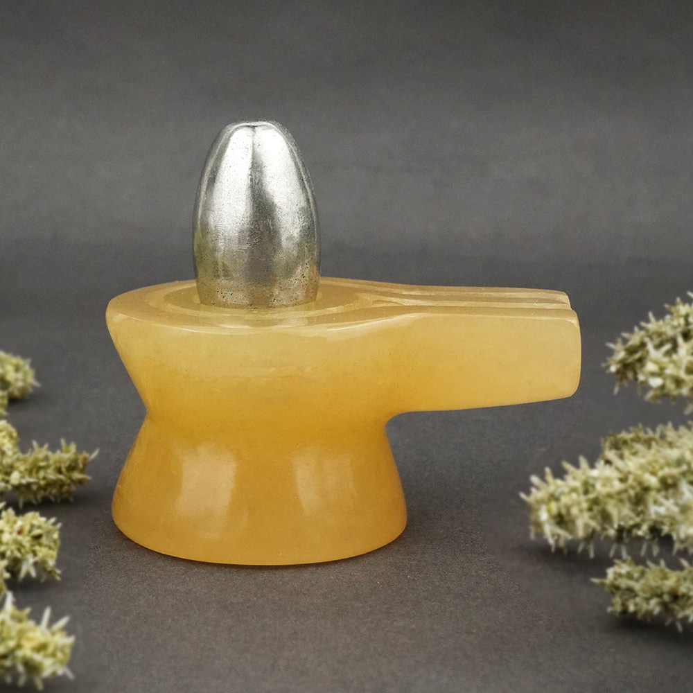 Parad Lingam in Yellow Jade Yoni Base Jaldhari - 277 gms