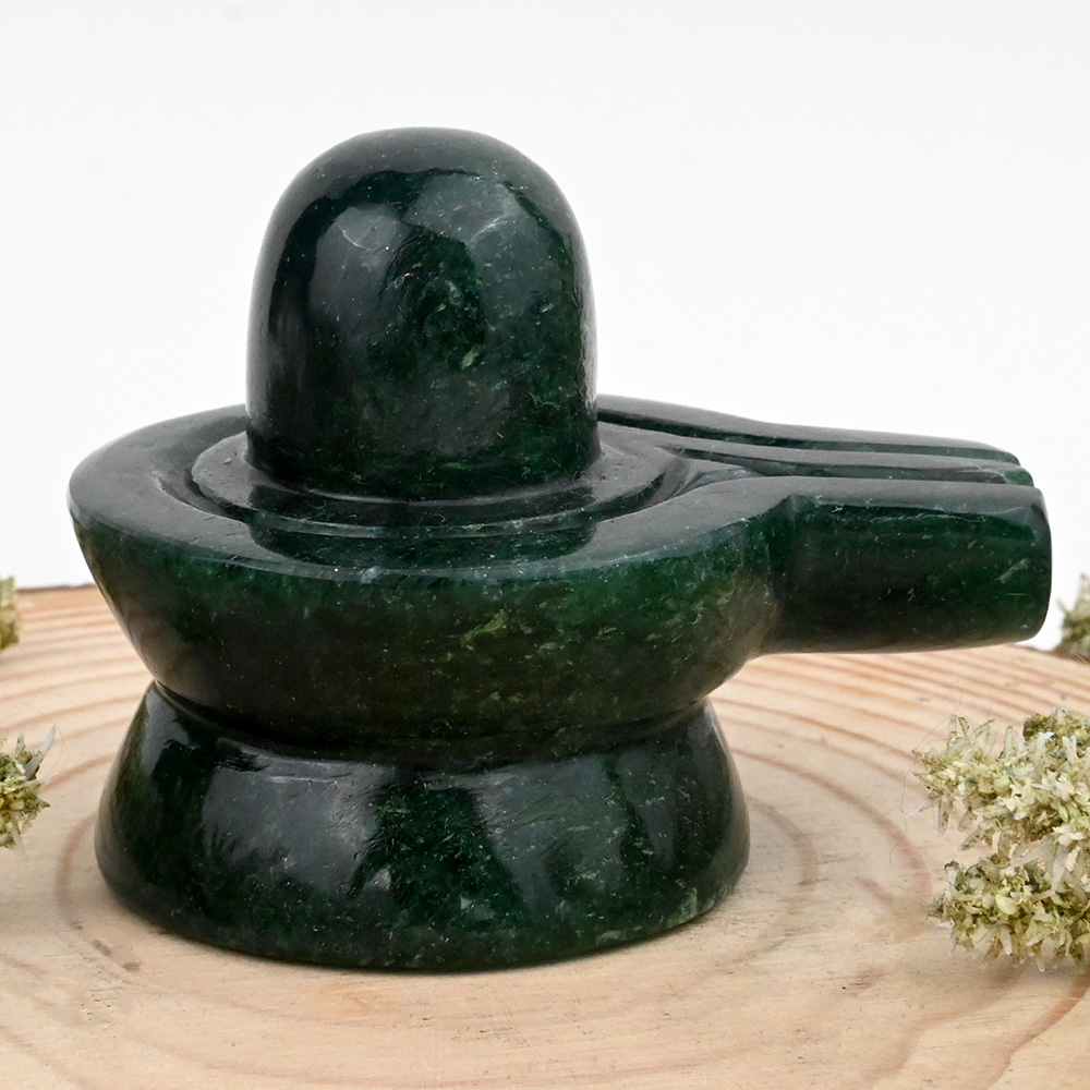 Green Jade Shivaling - 184 gms
