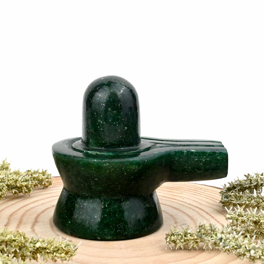 Green Jade Shivaling - 215 gms