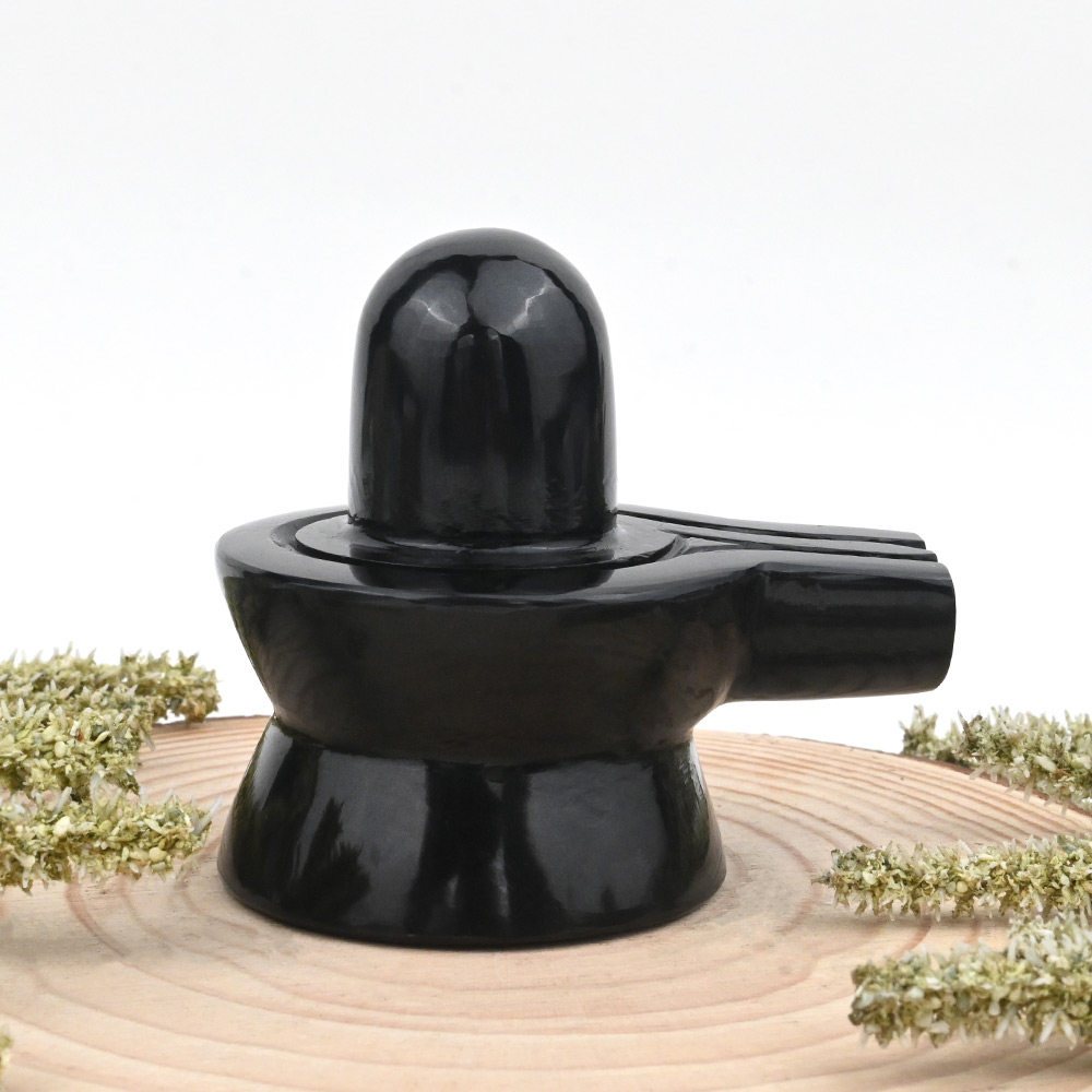 Black Agate Shivaling - 341 gms