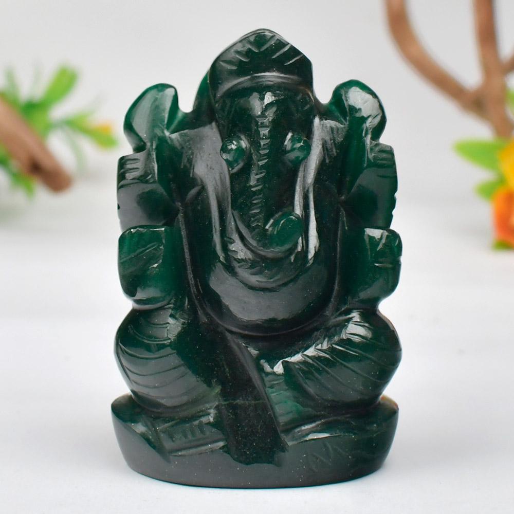 Green Jade Ganesha - 177.38 gms