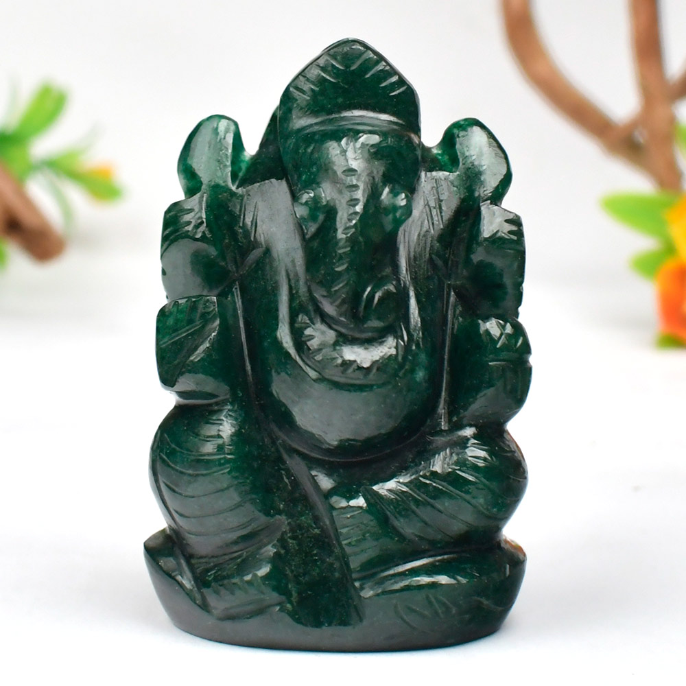 Green Jade Ganesha - 154.65 gms