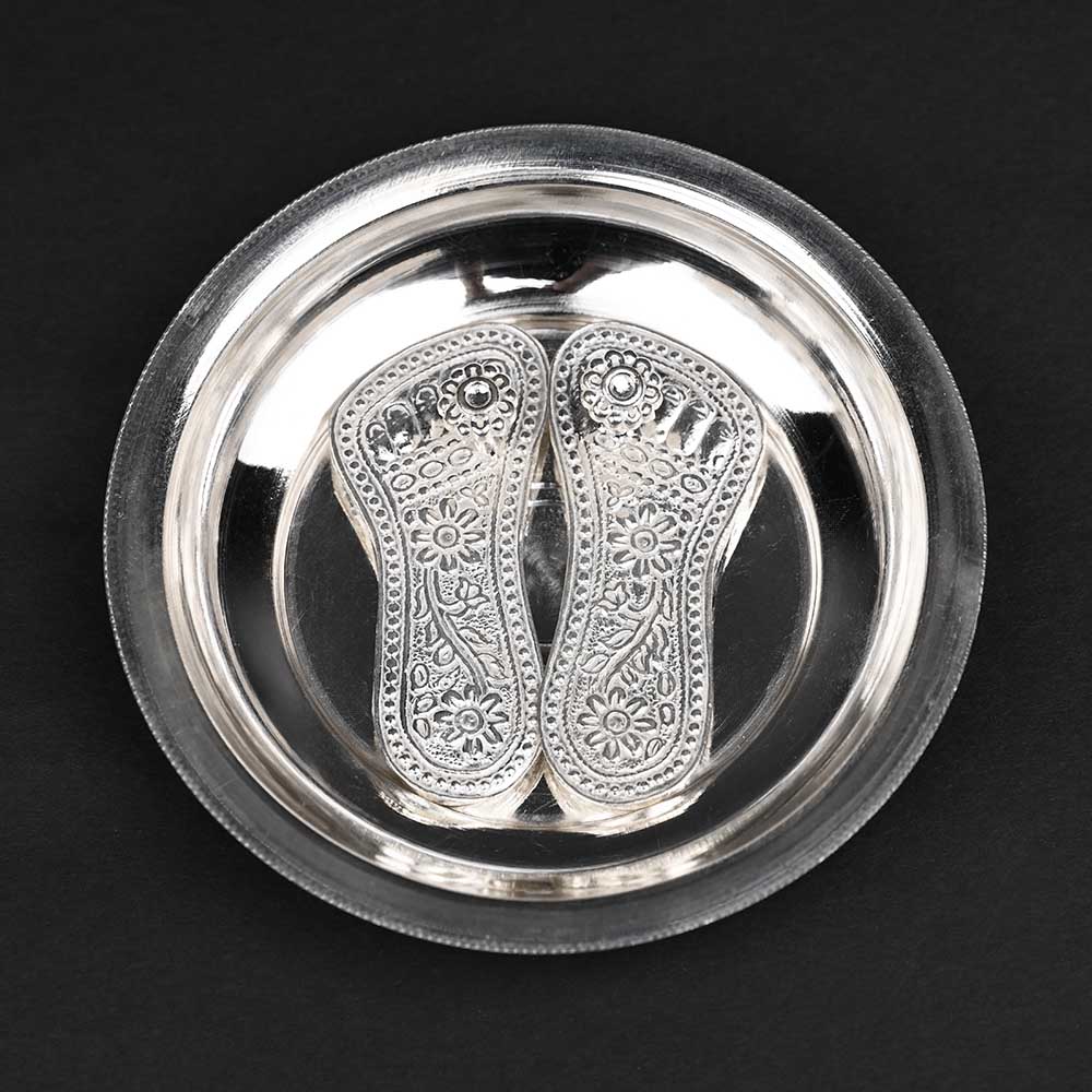 925 Silver Laxmi Charan Paduka in Silver Plate