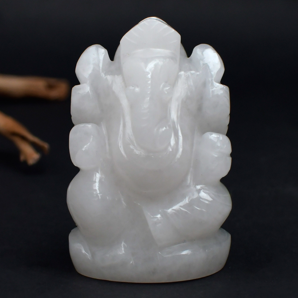 White Agate Ganesha - 153.69 gms