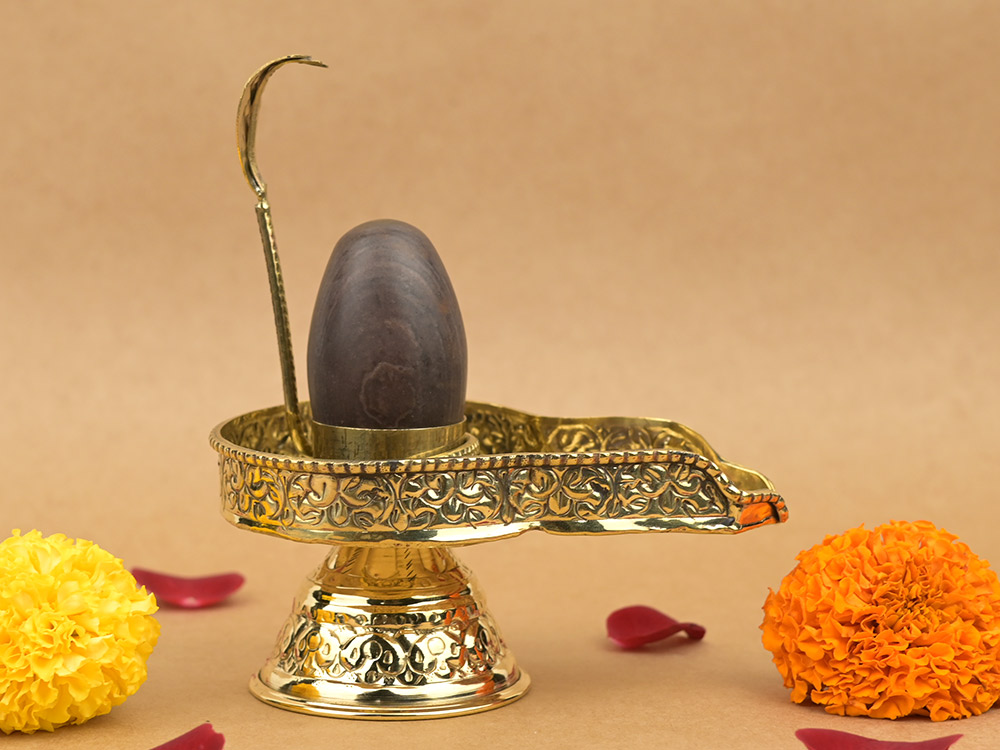 Designer Brass Yoni Base With Narmada Lingam