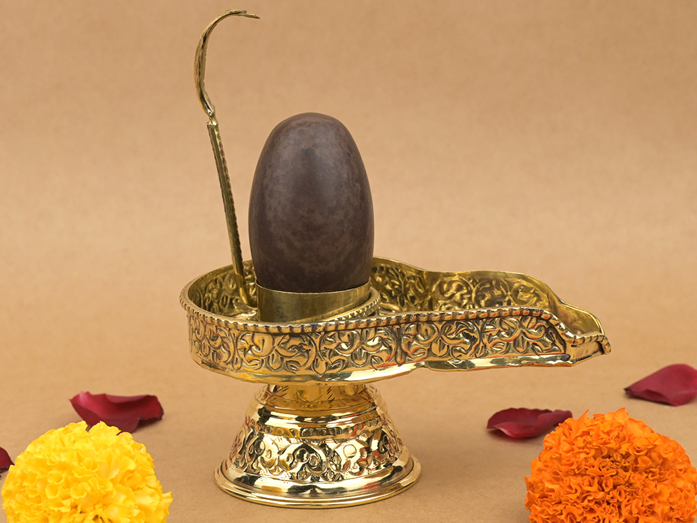 Designer Brass Yoni Base With Narmada Lingam