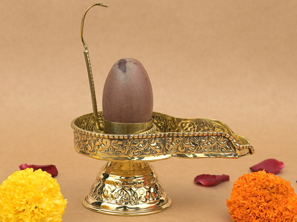 Designer Brass Yoni Base With Narmada Lingam