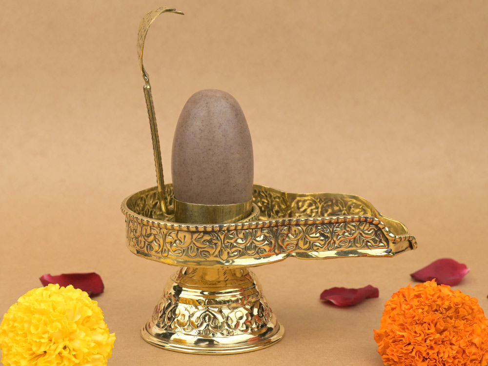 Designer Brass Yoni Base With Narmada Lingam