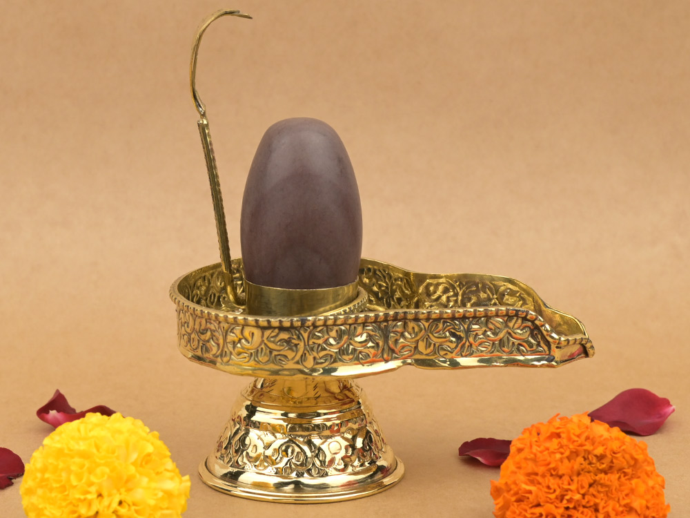 Designer Brass Yoni Base With Narmada Lingam