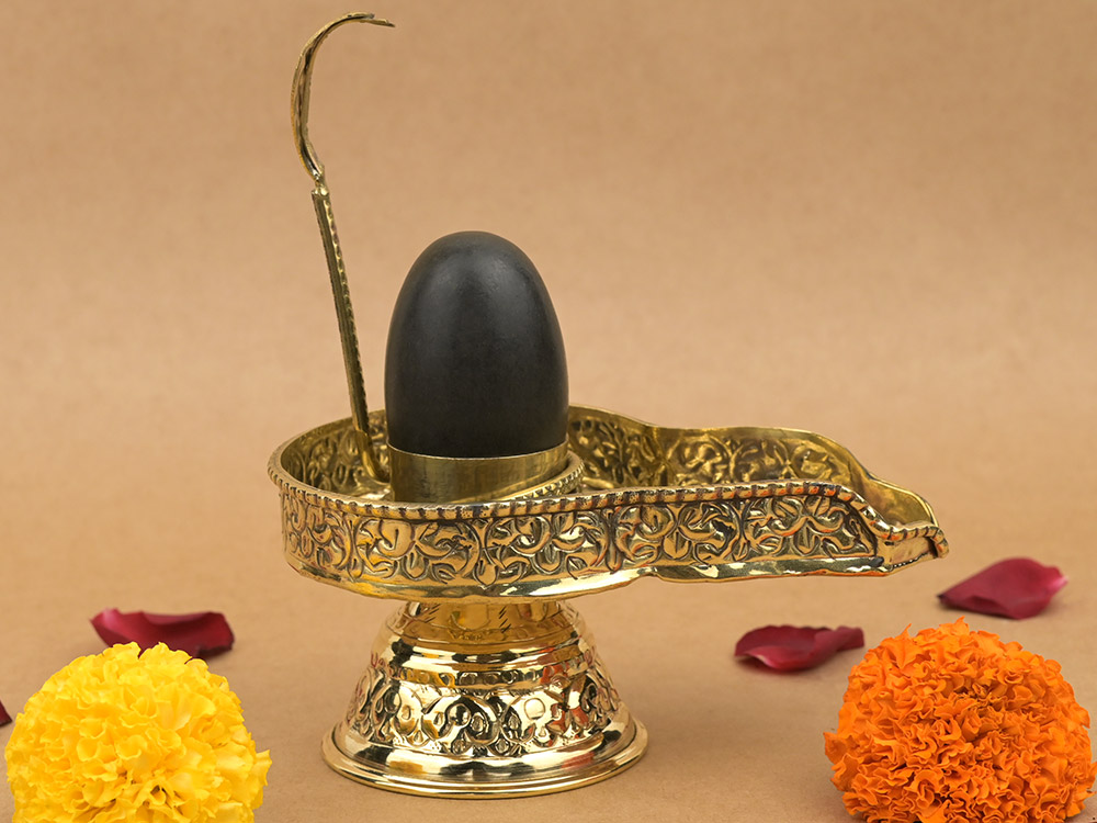 Designer Brass Yoni Base With Narmada Lingam