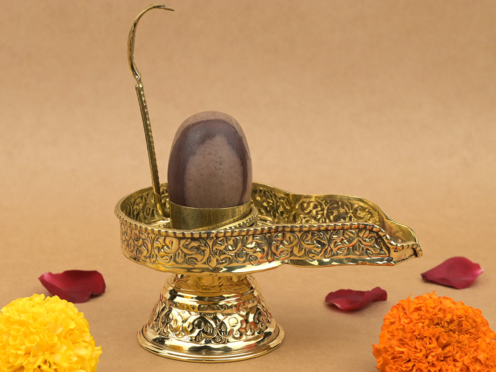 Designer Brass Yoni Base With Narmada Lingam